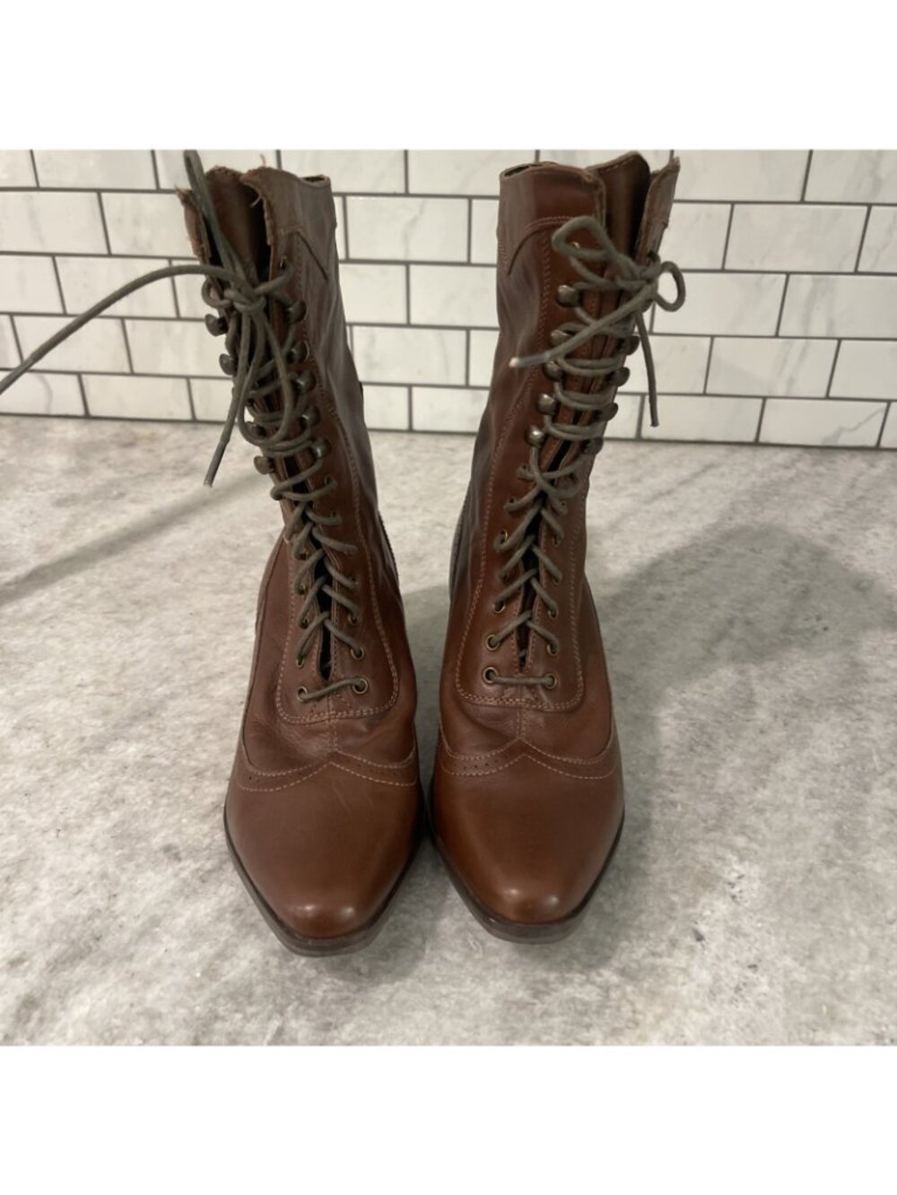 Rawhide Abilene Boots Size 7.5 Victorian Lace Up Brown Leather Cosplay Packer - Picture 10 of 16